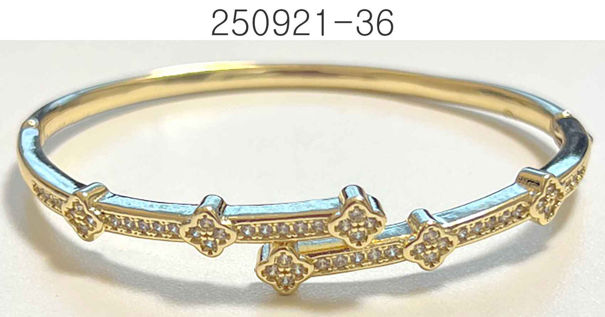 Fashion  Crystal Clover Bangle Bracelet #KB2343GD (PC)