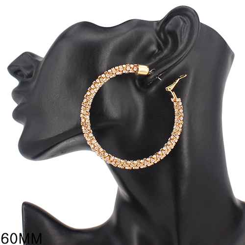 Fashion Rhinestone Hoop Earrings #KE1037GDCLR - Gold (PC)