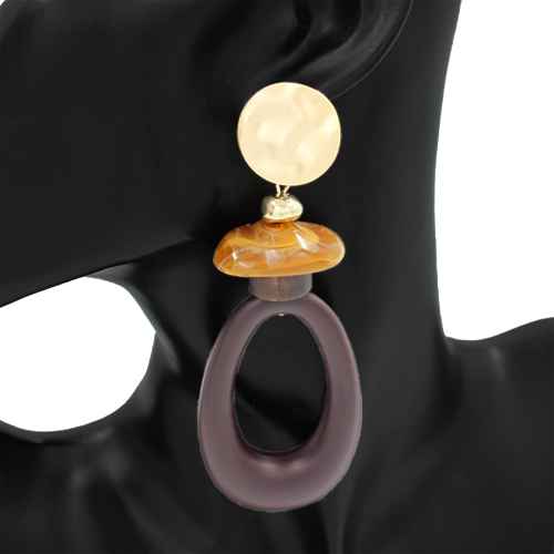 Fashion Brown Open Oval Earrings #KE1091 (PC)