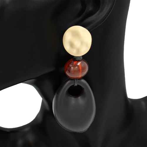 Fashion Black Beaded Drop Earrings #KE1093 (PC)