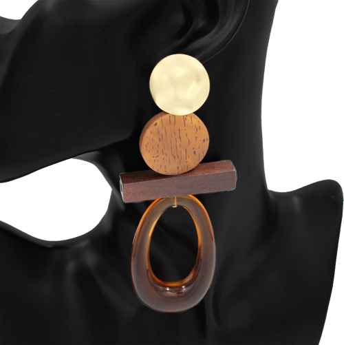 Fashion Wooden Drop Earrings #KE1099 (PC)