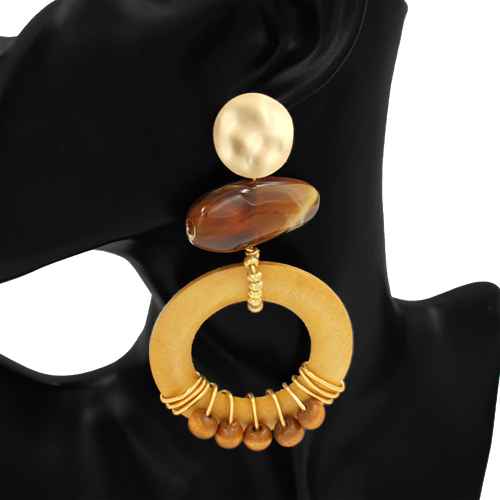 Fashion Brown Hoop Drop Statement Earrings #KE1100 (PC)