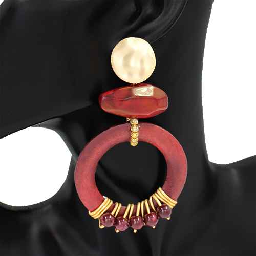 Fashion Hoop Drop Statement Earrings #KE1100 - Multiple Colors (PC)