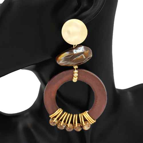 Fashion Hoop Drop Statement Earrings #KE1100 - Multiple Colors (PC)