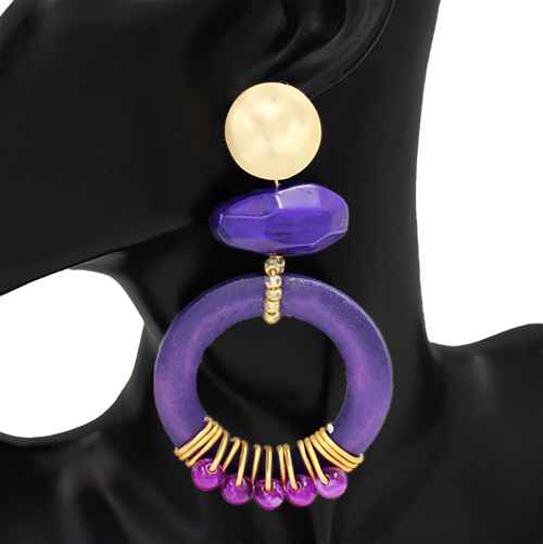Fashion Hoop Drop Statement Earrings #KE1100 - Multiple Colors (PC)