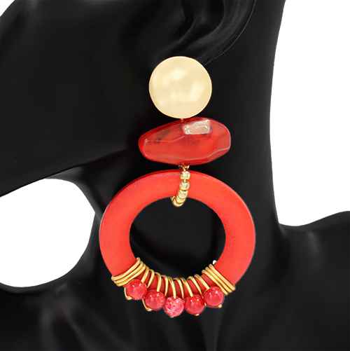 Fashion Hoop Drop Statement Earrings #KE1100 - Multiple Colors (PC)