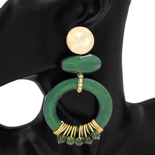 Fashion Hoop Drop Statement Earrings #KE1100 - Multiple Colors (PC)