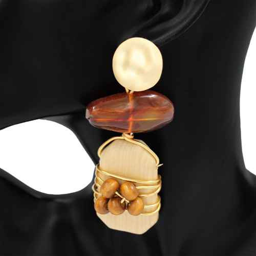 Fashion Geometric Bead Drop Earrings #KE1103 (PC)