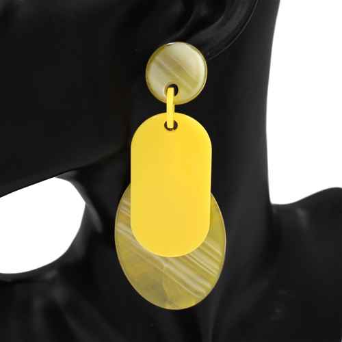 Fashion Two-Tone Geometric Statement Earrings #KE1104 - Multiple Colors (PC)