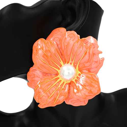 Fashion Large Flower Earrings #KE1109 - Multiple Colors (PC)