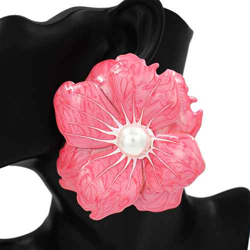 Fashion Large Flower Earrings #KE1109 - Multiple Colors (PC)