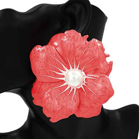 Fashion Large Flower Earrings #KE1109 - Multiple Colors (PC)