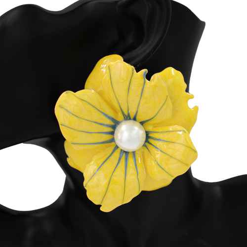 Fashion Large Flower Earrings #KE1109 - Multiple Colors (PC)