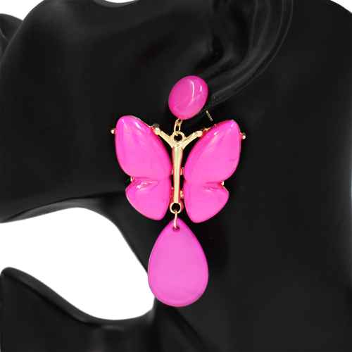 Fashion Butterfly Dangle Earrings #KE1116 - Multiple Colors (PC)