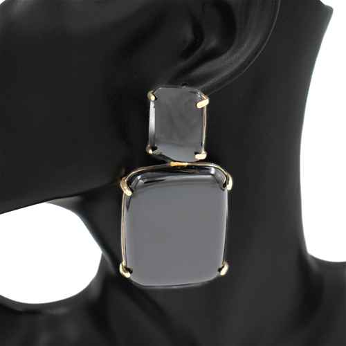 Fashion Double Square Drop Earrings #KE1117 - Multiple Colors (PC)