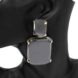 Fashion Double Square Drop Earrings #KE1117 - Multiple Colors (PC)