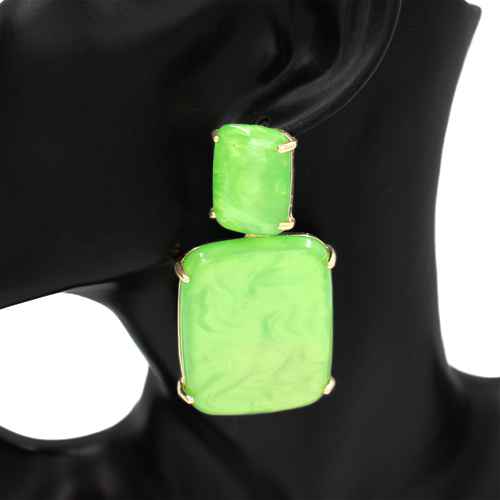 Fashion Double Square Drop Earrings #KE1117 - Multiple Colors (PC)