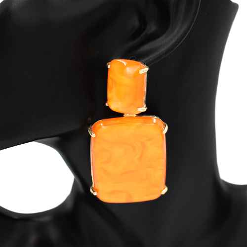 Fashion Double Square Drop Earrings #KE1117 - Multiple Colors (PC)