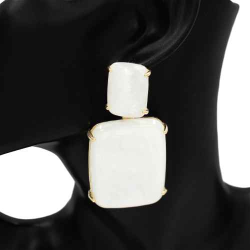 Fashion Double Square Drop Earrings #KE1117 - Multiple Colors (PC)