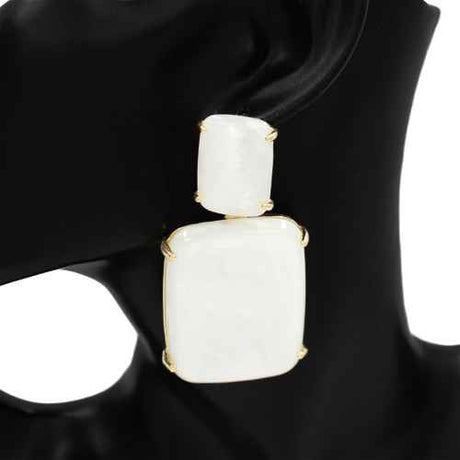 Fashion Double Square Drop Earrings #KE1117 - Multiple Colors (PC)