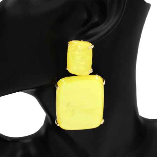 Fashion Double Square Drop Earrings #KE1117 - Multiple Colors (PC)