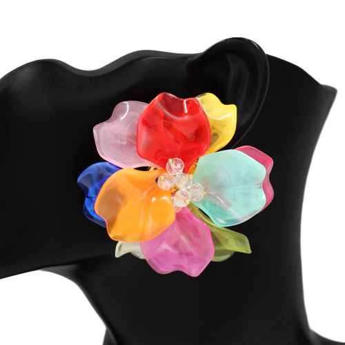 Fashion Acrylic Flower Earrings #KE1119 - Multiple Colors (PC)