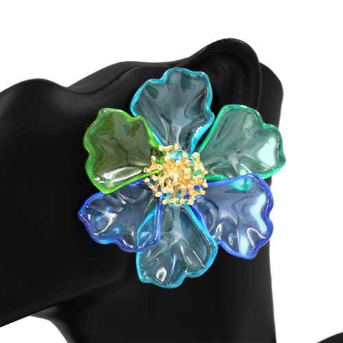 Fashion Large Acrylic Flower Earrings #KE1120 - Multiple Colors (PC)