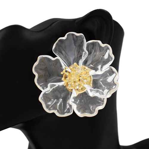 Fashion Large Acrylic Flower Earrings #KE1120 - Multiple Colors (PC)