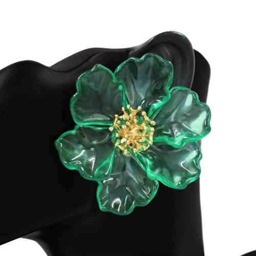 Fashion Large Acrylic Flower Earrings #KE1120 - Multiple Colors (PC)