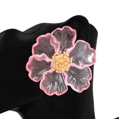 Fashion Large Acrylic Flower Earrings #KE1120 - Multiple Colors (PC)