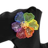 Fashion Large Acrylic Flower Earrings #KE1120 - Multiple Colors (PC)
