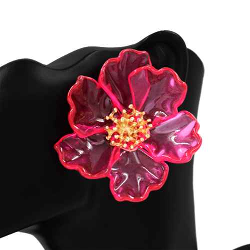 Fashion Large Acrylic Flower Earrings #KE1120 - Multiple Colors (PC)