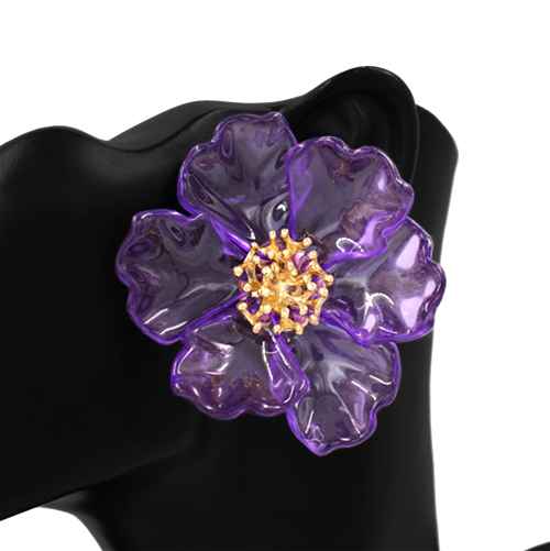 Fashion Large Acrylic Flower Earrings #KE1120 - Multiple Colors (PC)