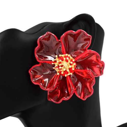 Fashion Large Acrylic Flower Earrings #KE1120 - Multiple Colors (PC)