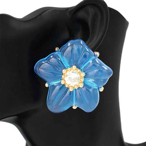 Fashion Large Acrylic Floral Earrings #KE1133 - Multiple Colors (PC)