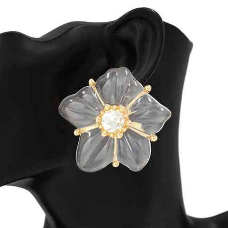 Fashion Large Acrylic Floral Earrings #KE1133 - Multiple Colors (PC)