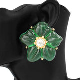 Fashion Large Acrylic Floral Earrings #KE1133 - Multiple Colors (PC)