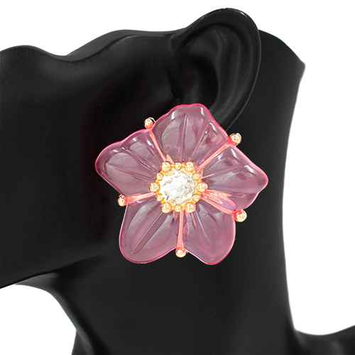 Fashion Large Acrylic Floral Earrings #KE1133 - Multiple Colors (PC)