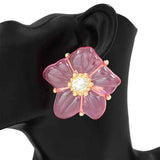 Fashion Large Acrylic Floral Earrings #KE1133 - Multiple Colors (PC)