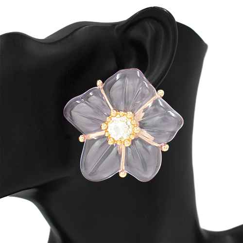 Fashion Large Acrylic Floral Earrings #KE1133 - Multiple Colors (PC)
