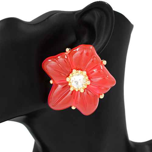 Fashion Large Acrylic Floral Earrings #KE1133 - Multiple Colors (PC)