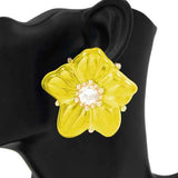 Fashion Large Acrylic Floral Earrings #KE1133 - Multiple Colors (PC)