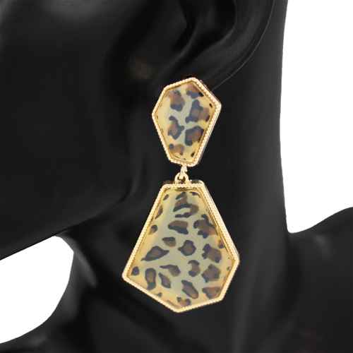 Fashion Leopard Print Drop Earrings #KE1138GDLEO (PC)