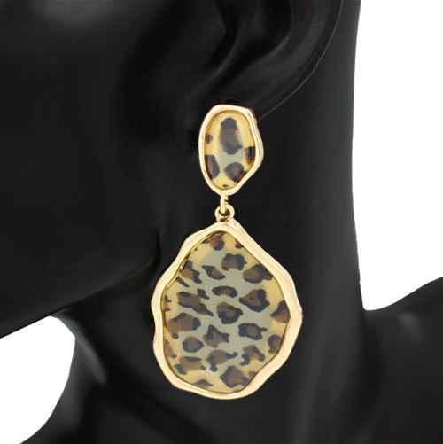 Fashion Leopard Print Drop Earrings #KE1139GDLEO (PC)
