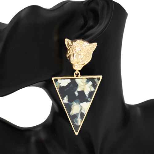 Fashion Tiger Head Triangle Drop Earrings #KE1152 - Multiple Colors (PC)