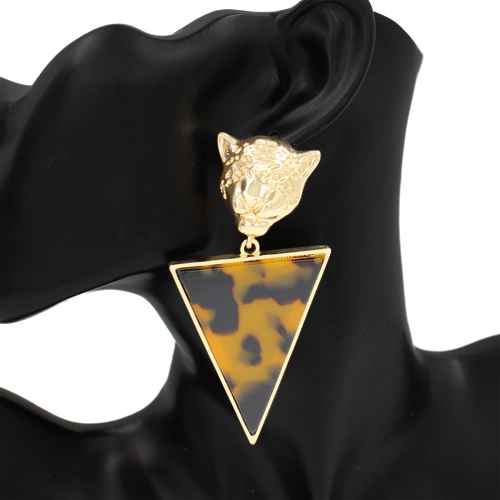 Fashion Tiger Head Triangle Drop Earrings #KE1152 - Multiple Colors (PC)