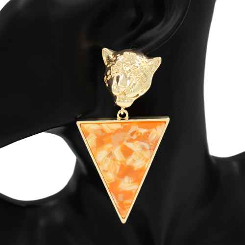Fashion Tiger Head Triangle Drop Earrings #KE1152 - Multiple Colors (PC)