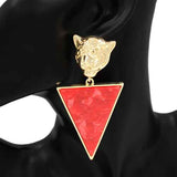 Fashion Tiger Head Triangle Drop Earrings #KE1152 - Multiple Colors (PC)