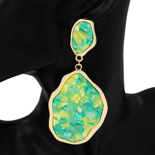 Fashion Resin Statement Drop Earrings #KE1154 - Multiple Colors (PC)