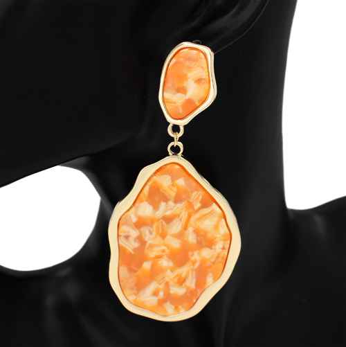 Fashion Resin Statement Drop Earrings #KE1154 - Multiple Colors (PC)